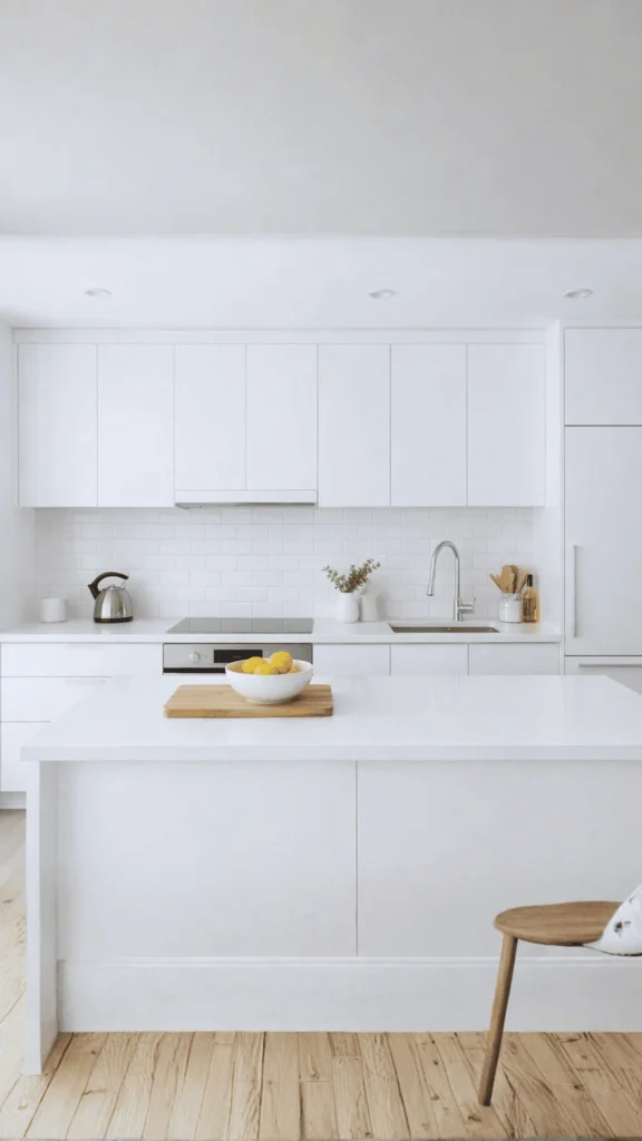 All-White Modern Kitchen Designs for Maximum Brightness image