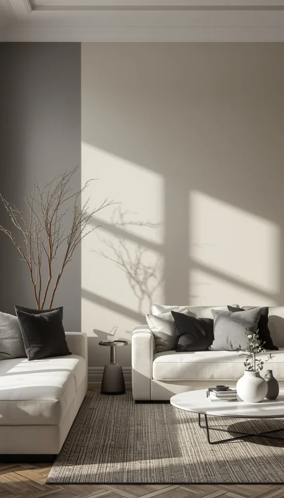 Greige living room design blending gray and beige tones with modern decor