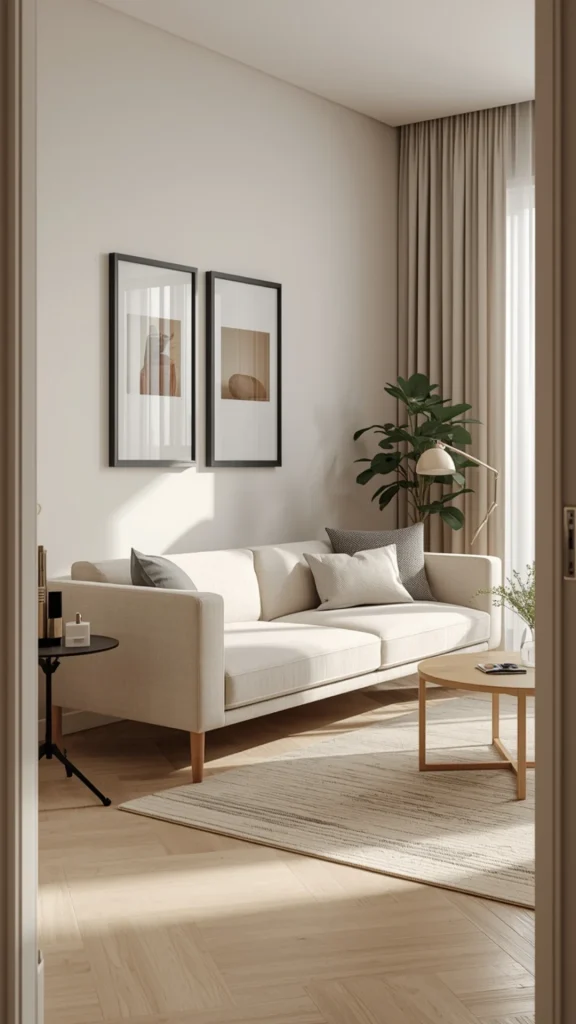 Slim Sofa with Raised Legs