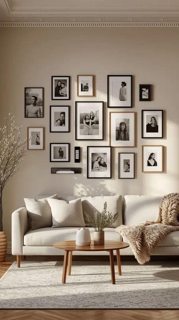 updating a gallery wall by adding new photos and memories over time
