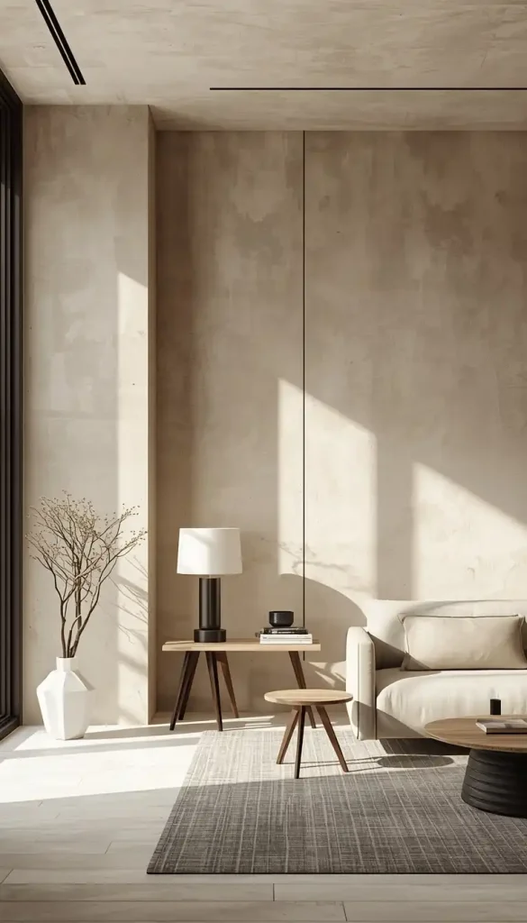 textured neutral wall negative space luxury minimalist design