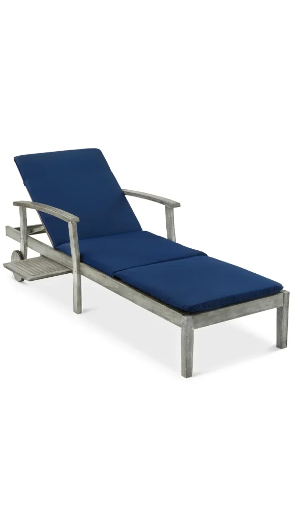 Luxury acacia wood chaise lounge chair for outdoor relaxation