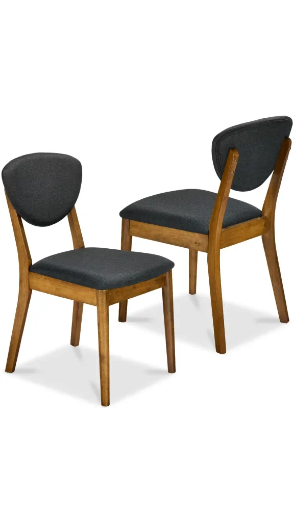 Mid-century modern dining chairs with wood and upholstered design