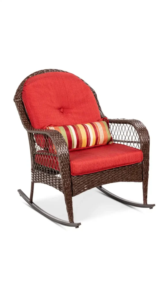 Modern wicker rocking chair with cushion for cozy home decor